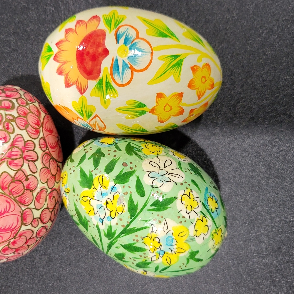 Floral Hand-Painted Decorative Eggs